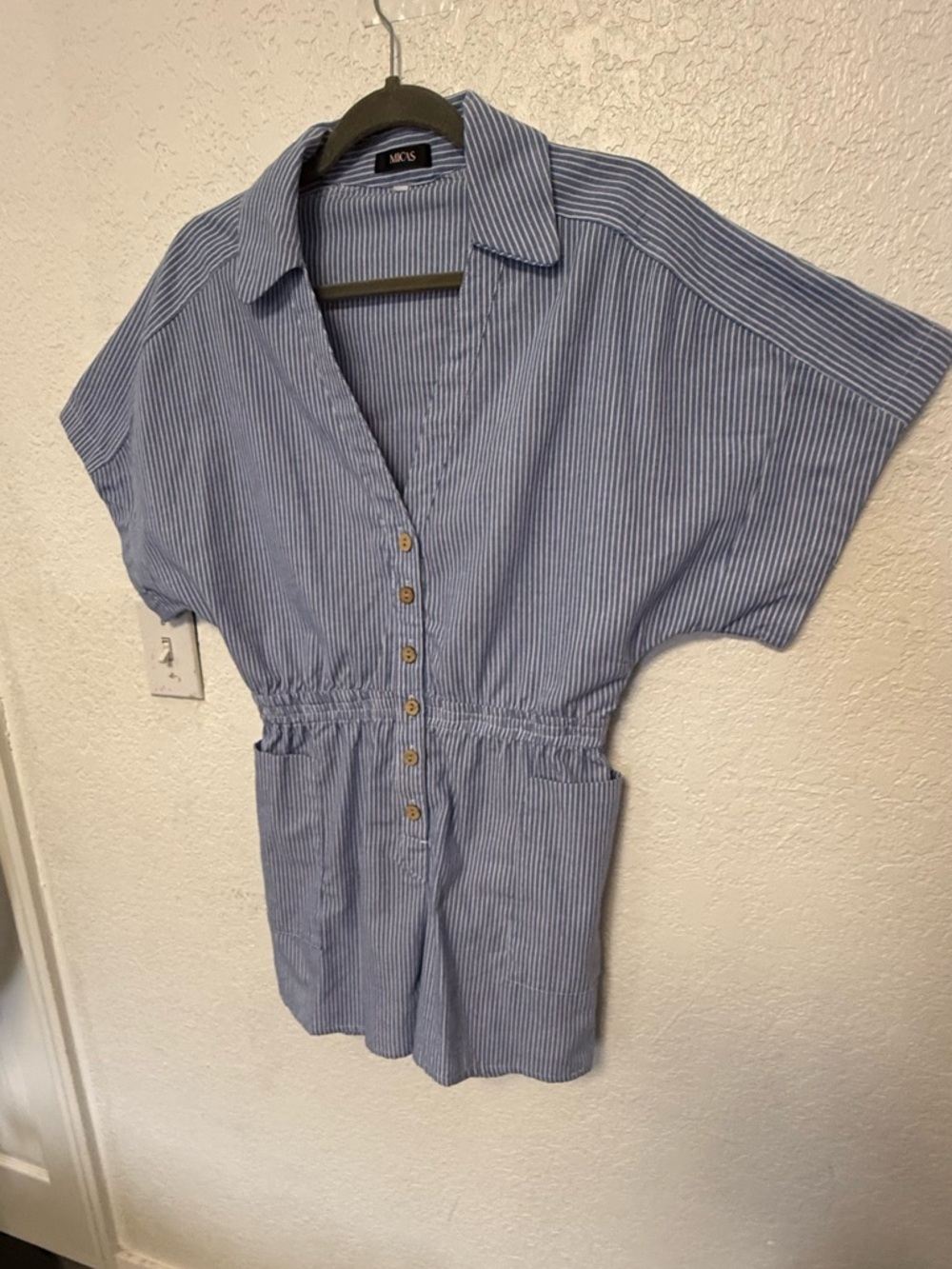 MICAS Blue & White Striped Short Romper - Size M - Boho Beach Style - Picture 6 of 14